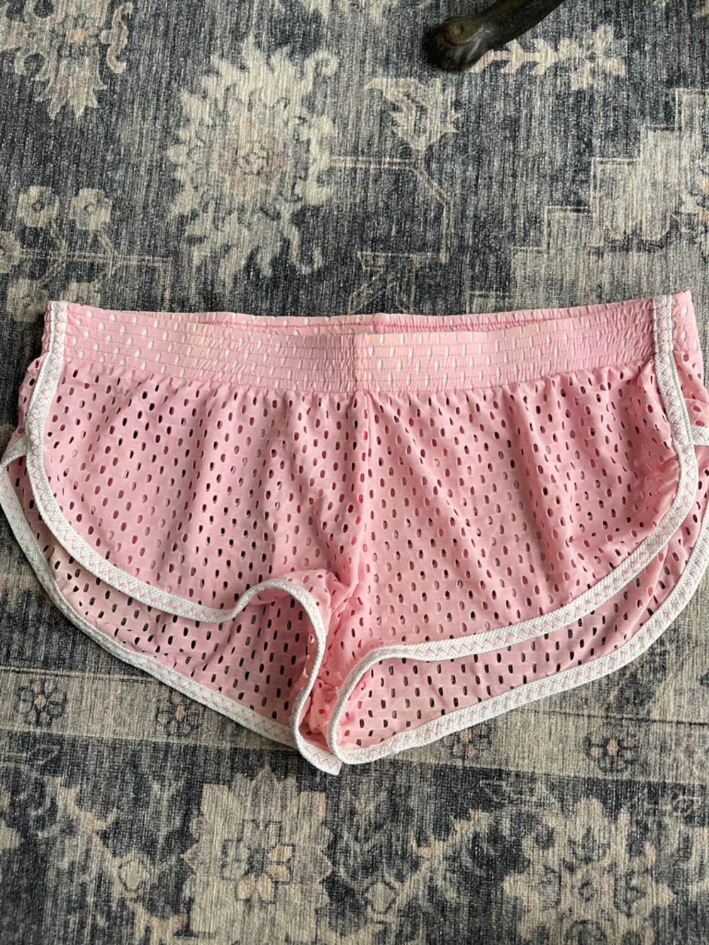 Y2k Mossimo Pink Mesh Swim Coverup Shorts with White Trim